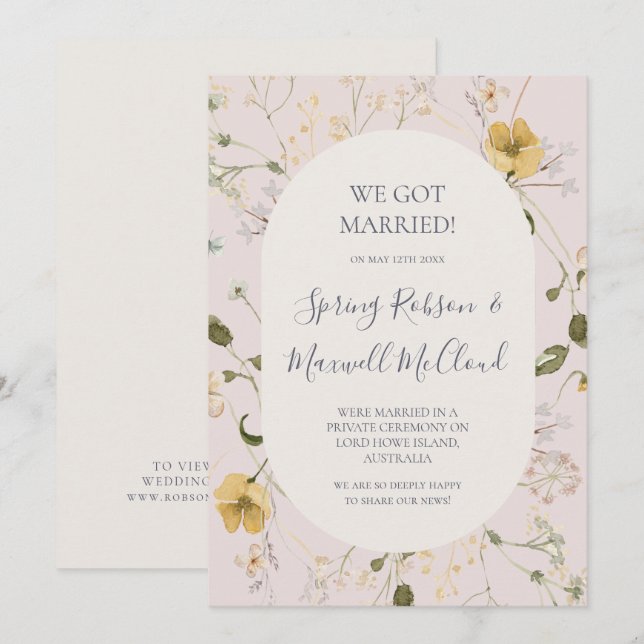 Fleur sauvage de printemps | Faire-part Elopement (Devant / Derrière)