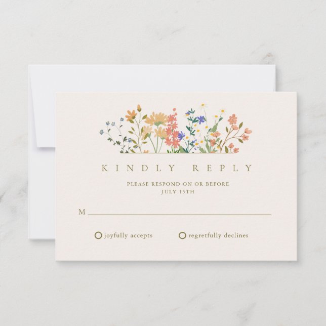 Fleur sauvage d'été Boho Wedding RSVP (Devant)