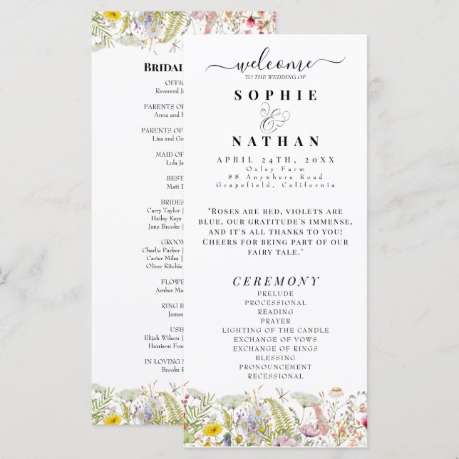 Fleur sauvage d'été du printemps | Programme de ma (Devant / Derrière)