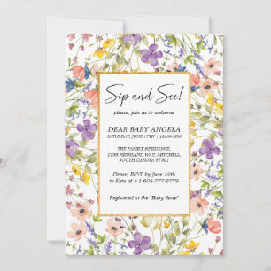 Fleur sauvage D'Été Sip Et Voir Invitation