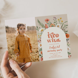 Fleur sauvage Deuxième anniversaire Invitation pho