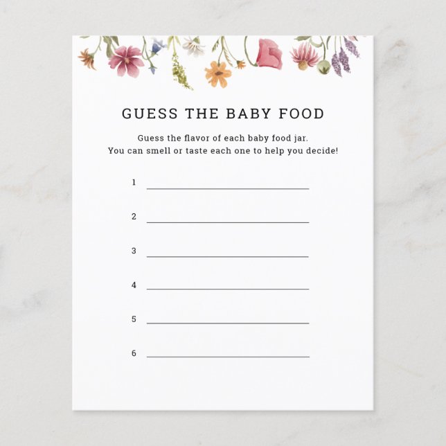 Fleur sauvage Devine Les Cartes De Jeu Pour Alimen (Devant)