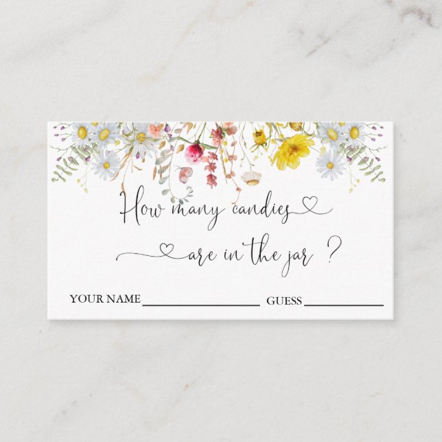 Fleur sauvage Devinez combien de bonbons carte de  (Devant)