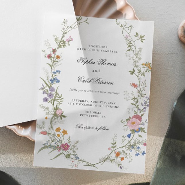 Fleur sauvage Elegant Vintage Wedding Invitation (Créateur téléchargé)