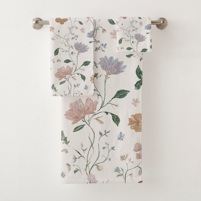 Fleur Sauvage Élégante & Papillon Toile-De-Jouy  (En situation)
