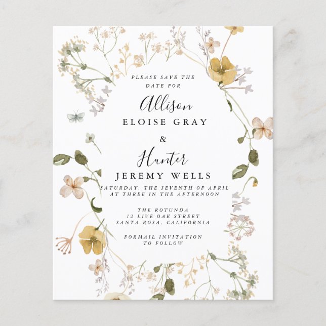 Fleur sauvage Enregistrer la date (Devant)