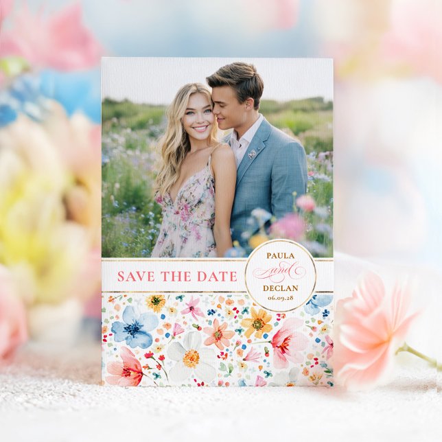 Fleur sauvage Enregistrer le Carte photo de date (Wildflowers Save the Date Photo Card)