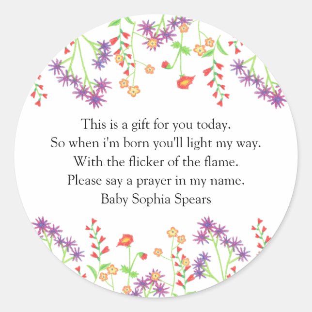 Fleur sauvage - Étiquette de la bougie de prière (Devant)