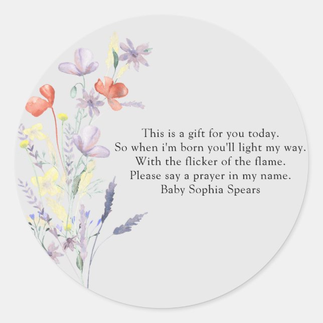 Fleur sauvage - étiquette de la bougie de prière (Devant)