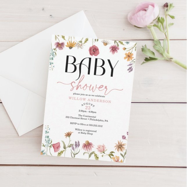 Fleur sauvage  Field Boho Baby shower Invitation (Créateur téléchargé)