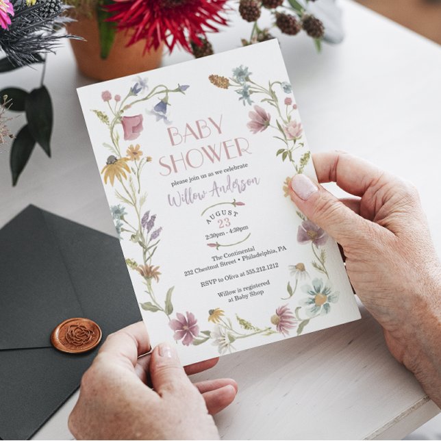 Fleur sauvage  Field Boho Baby shower Invitation (Créateur téléchargé)