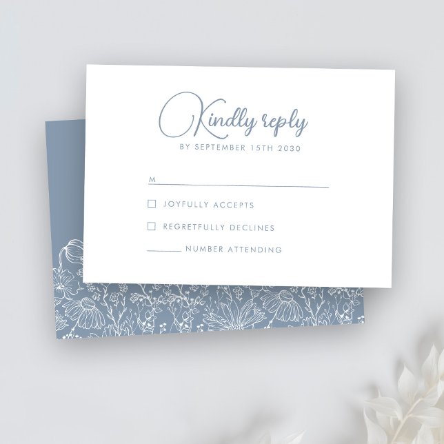 Fleur sauvage floral Dusty Blue Wedding RSVP (Créateur téléchargé)