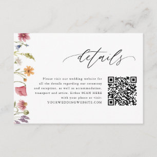 Fleur sauvage Floral QR Code Mariage Détails Carte