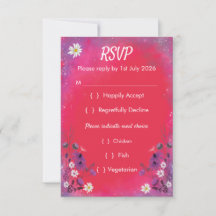 Fleur sauvage framboise - carte RSVP verticale