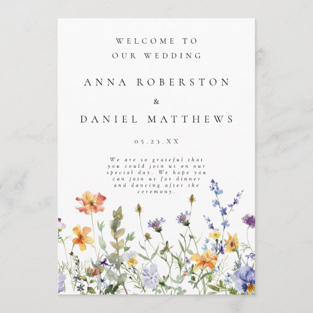 Fleur sauvage Garden Wedding Programme (Devant)