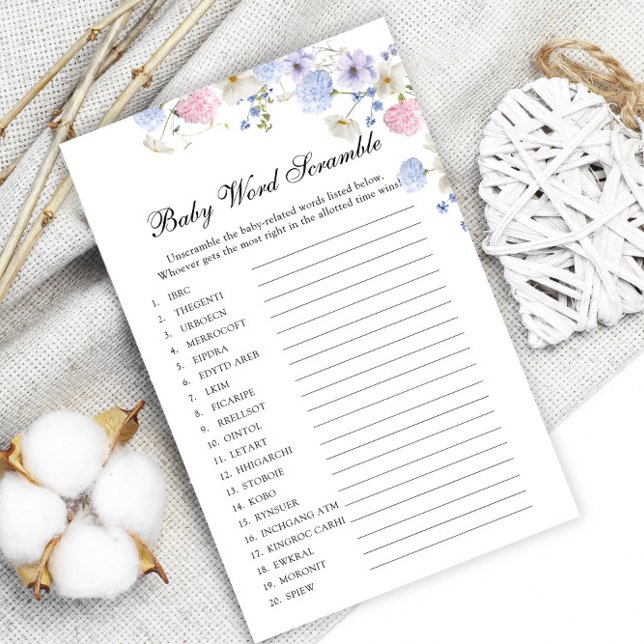 Fleur sauvage Genre Révéler Bébé Mot Scramble Jeu (Créateur téléchargé)