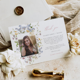 Fleur sauvage Graduation Carte de remerciements 3 