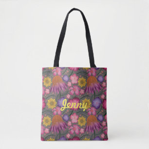Fleur sauvage Grey Floral Sac fourre-tout personna