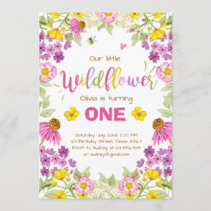 Fleur sauvage invitation anniversaire Floral Girl 