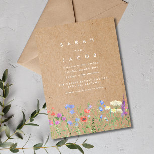 Fleur sauvage Kraft Papier Rustique Faire-part de