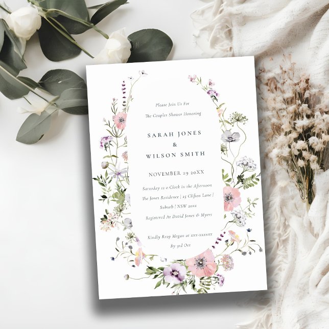 Fleur sauvage Lilac Rose Blush Couples Invitation  (Créateur téléchargé)