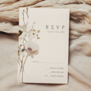 Fleur sauvage lunatique Carte RSVP ivoire