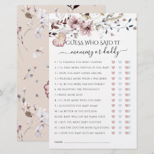 Fleur sauvage Maman ou Papa dit It Baby shower Jeu