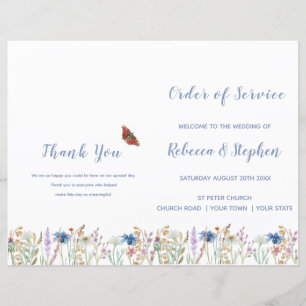 Fleur sauvage Mariage Ordre de service