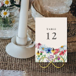 Fleur sauvage Mariage Pays Flower Numéro de table<br><div class="desc">Réception de mariage fleur sauvage Numéro de table que vous pouvez customiser avec n'importe quel numéro de table, décoré avec de l'aquarelle fleurs sauvages. Ce design botanique rustique de campagne a une jolie frontière de fleurs sauvages, y compris la marguerite cornflower conflower buttercup et le trèfle. Un élégant fleuri moderne...</div>