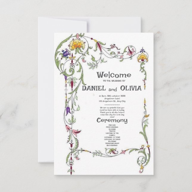 Fleur sauvage Mariage Rustic Country Programmes (Devant)