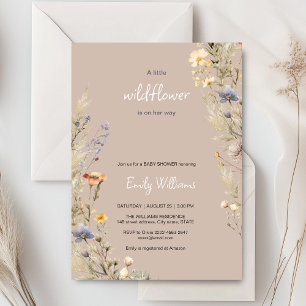 Fleur sauvage meadow boho baby shower invitation