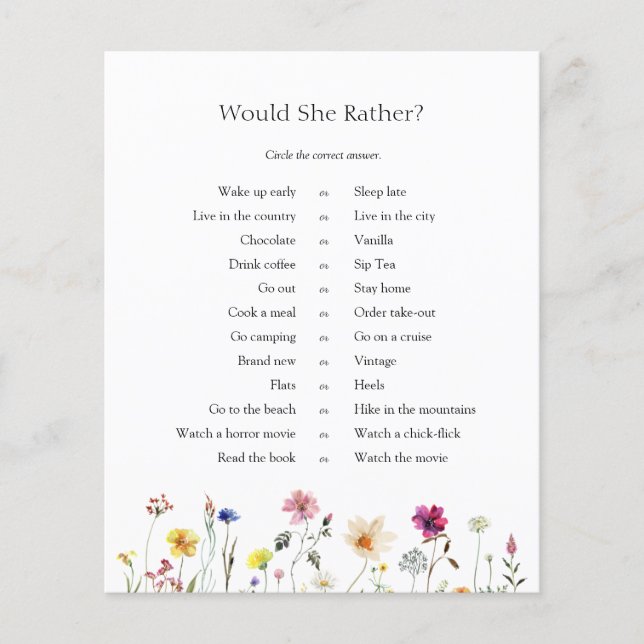 Fleur sauvage Meadow Voudrait-Elle Plutôt Jouer (Devant)