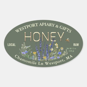 Fleur sauvage Miel cru local Étiquette Abee Vert O