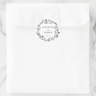 Fleur sauvage minimal Stickers Favor Wedding Wre