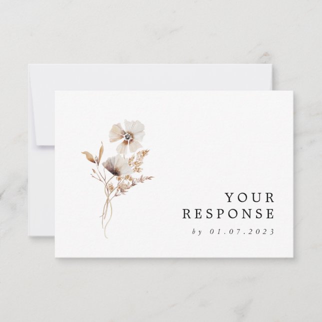 Fleur sauvage moderne séché Boho Wedding Carte RSV (Devant)