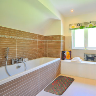 Fleur sauvage motif pavot brun tapis de bain