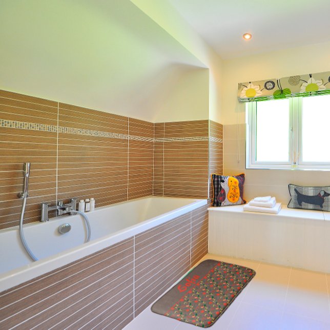 Fleur sauvage motif pavot brun tapis de bain (Créateur téléchargé)