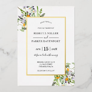 Fleur sauvage or élégant Mariage invitation