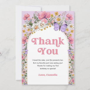 Fleur sauvage papillon Anniversaire Merci