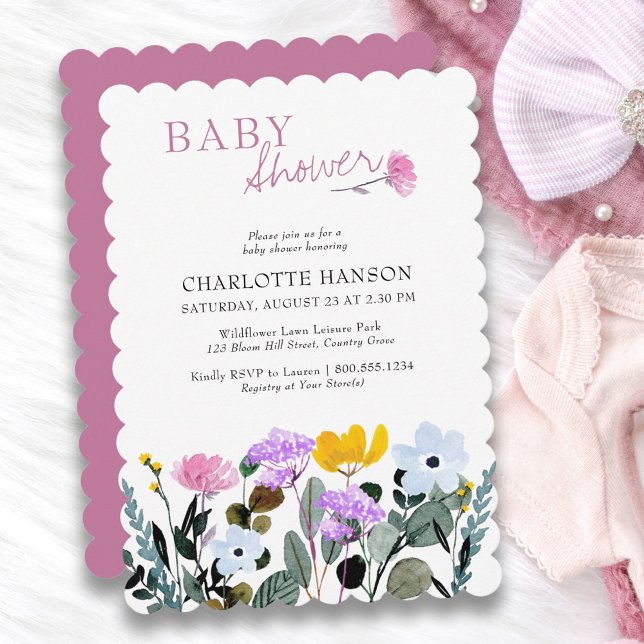 Fleur sauvage pelouse Joli Baby shower Invitation (Baby Shower invitiation from my Wildflower Lawn baby shower collection)