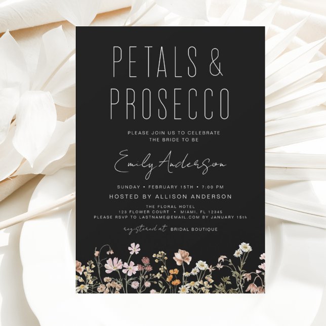 Fleur sauvage Petals & Prosecco Invitation (Créateur téléchargé)