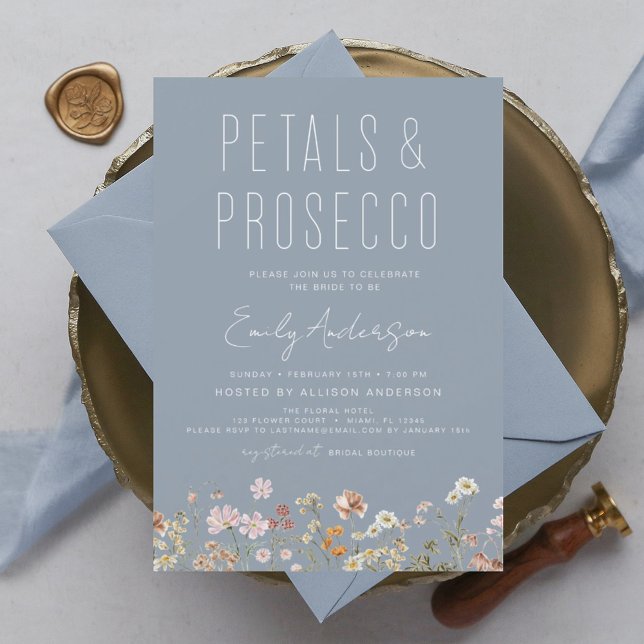 Fleur sauvage Petals & Prosecco Invitation (Créateur téléchargé)