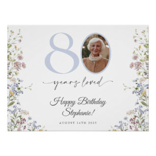 Fleur sauvage Photo 80e anniversaire Affiche de bi