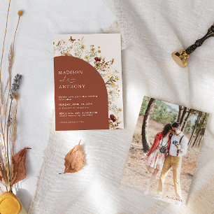 Fleur sauvage Photo Faire-part de mariage en terre