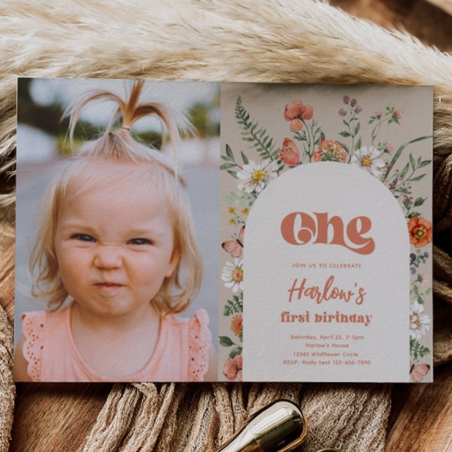 Fleur sauvage Photo Invitation d'anniversaire (Créateur téléchargé)