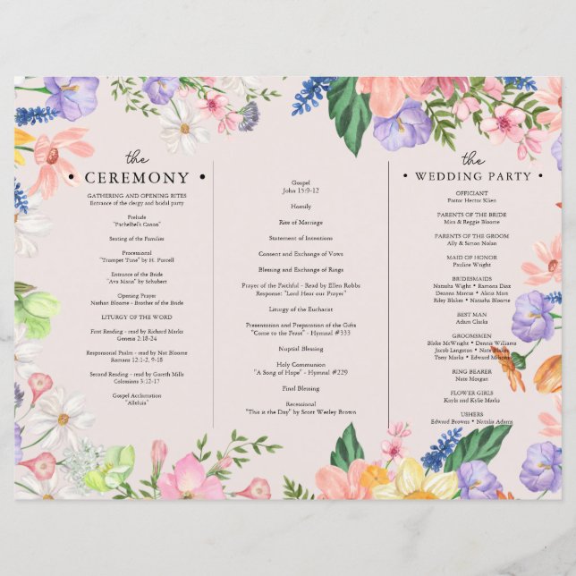 Fleur sauvage Photo Tri-Fold Mariage Ceremony Prog (Devant)