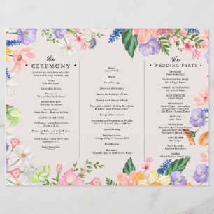 Fleur sauvage Photo Tri-Fold Mariage Ceremony Prog