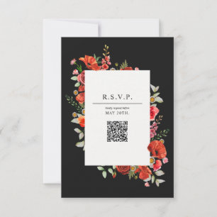 Fleur sauvage Poppy Botanical QR Wedding Carte RSV