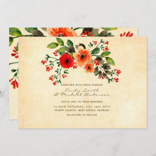 Fleur sauvage Poppy Mariage Invitations Rustique
