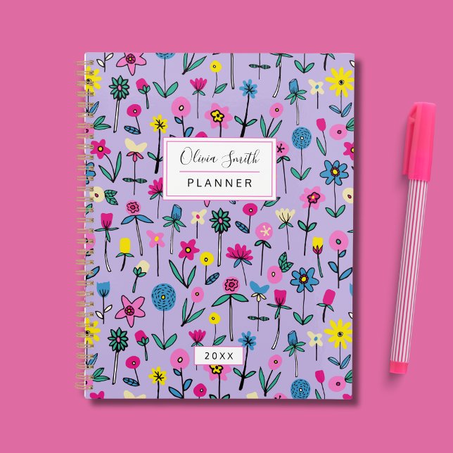 Fleur sauvage pré fleuri dessiné à la main (Wildflower hand drawn floral planner)